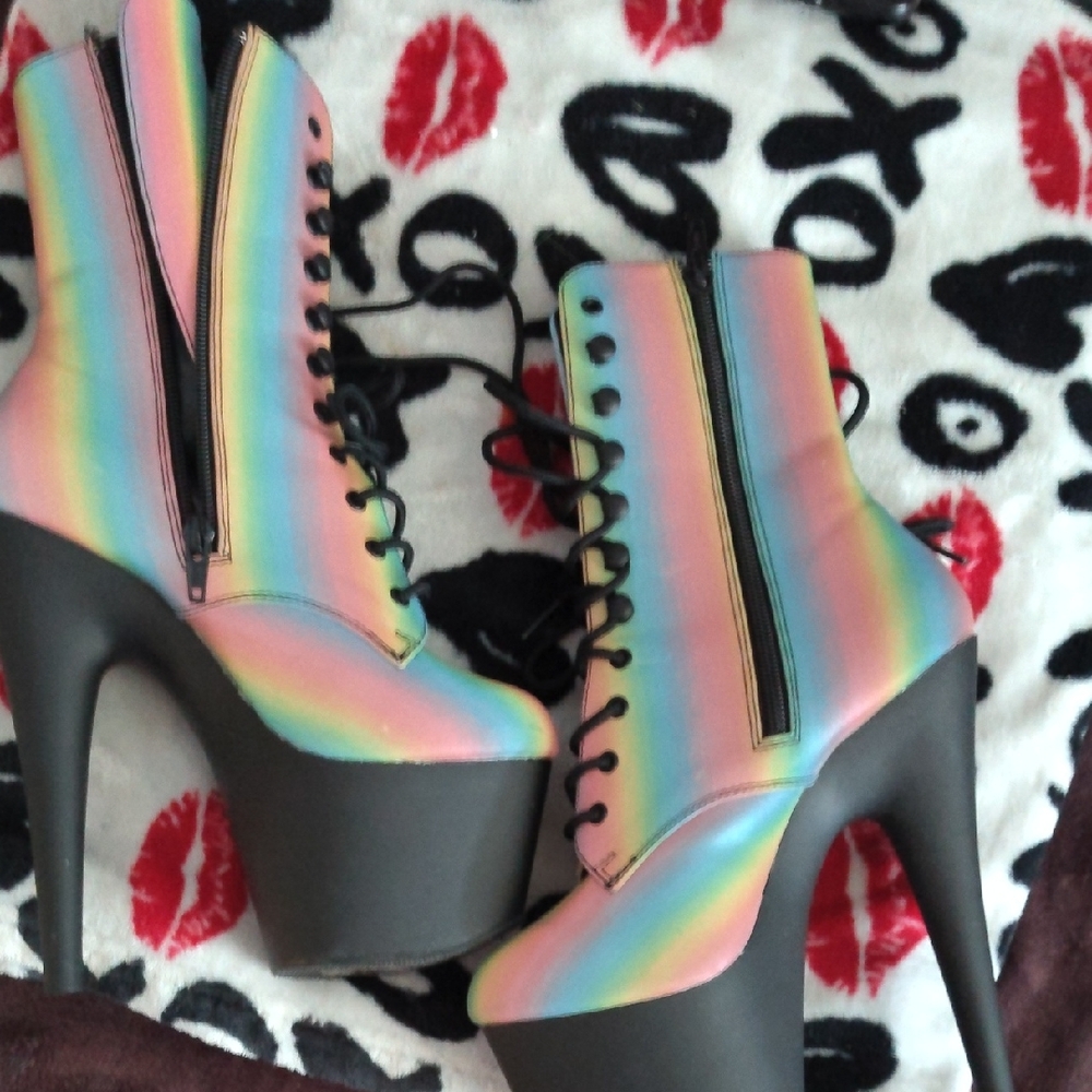 Pleasure Colorful Platform Lace-Up Boots